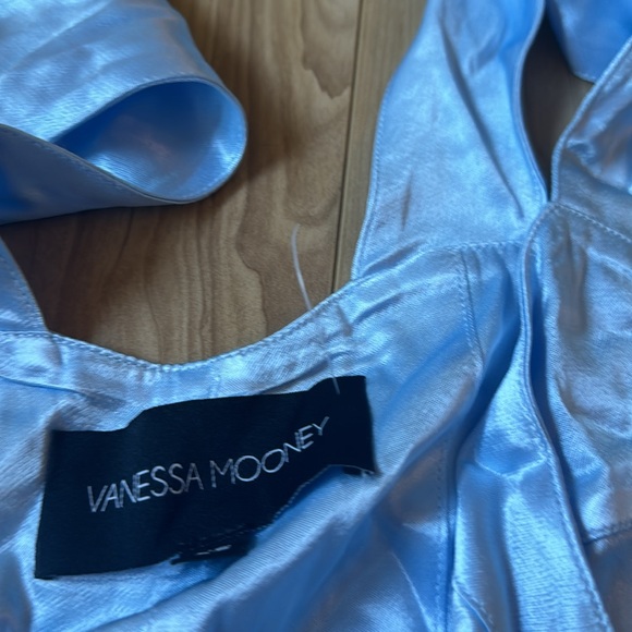 THE ELISABETH ROMPER DRESS - SKY BLUE SATIN - Picture 4 of 6